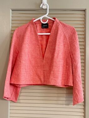 Akris Coral-Pink Cropped Open-Front Jacket